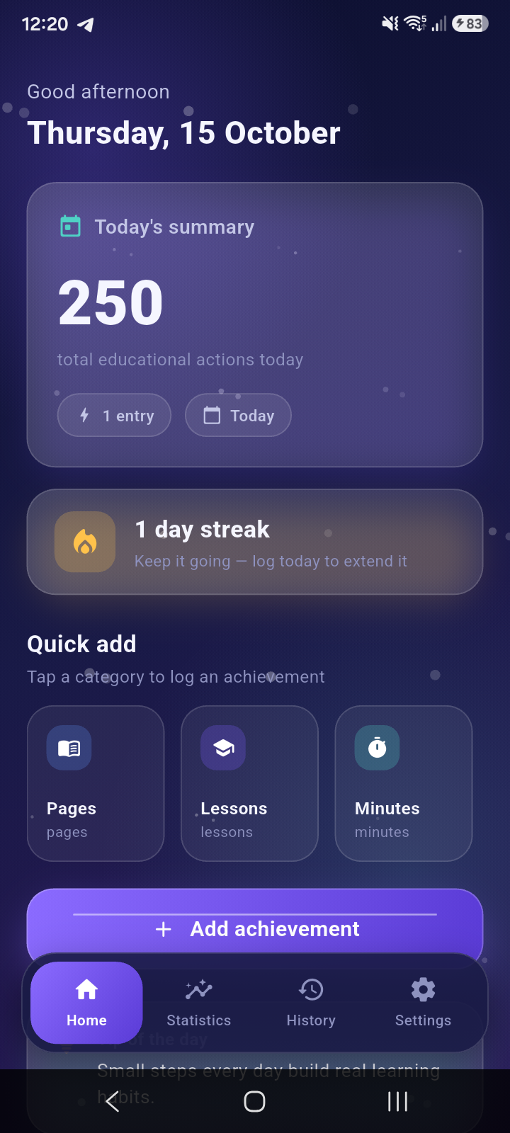 EduCount Companion home screen